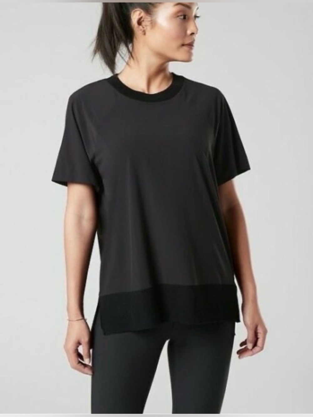 Athlete Zephyr Tee Tshirt Oversized Short Sleeve Black Lightweight Women Size XS